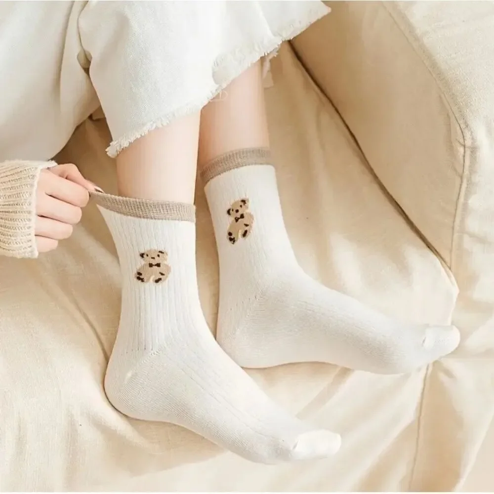 Ribbed teddy Bear Socks neutral colors